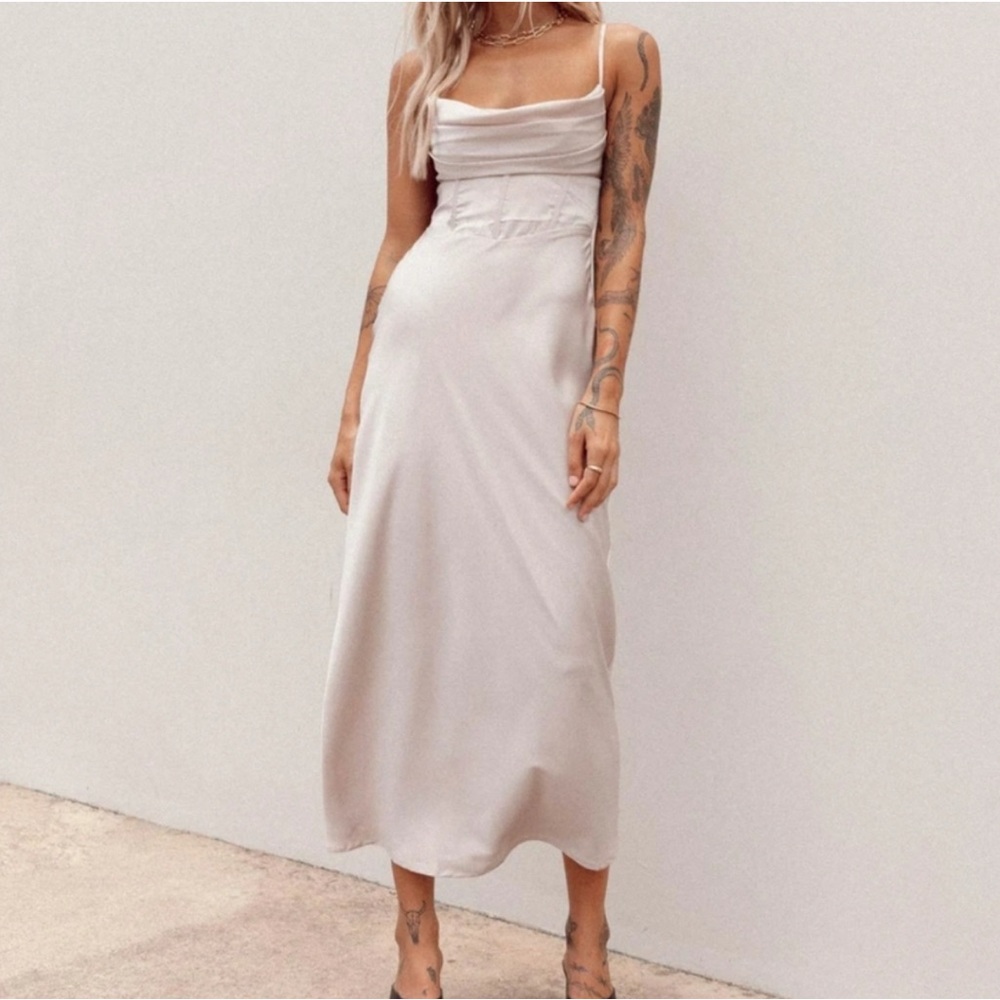 Princess Polly Cream Midi Dress - Picture 1 of 6